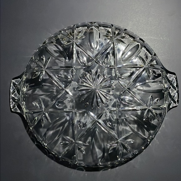 Vintage Round Glass Serving Tray Handles Glassware - Picture 5 of 6